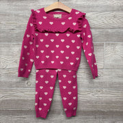 Sweater Ruffle & Knit Pants Hearts 4T