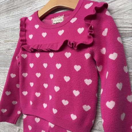 Sweater Ruffle & Knit Pants Hearts 4T