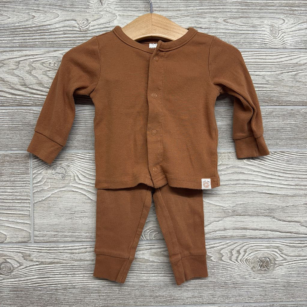 LS Ribbed Snap Up Shirt & Pants 6M