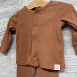 LS Ribbed Snap Up Shirt & Pants 6M