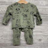 LS Ribbed Henley Shirt & Pants Dogs Bones 3-6M