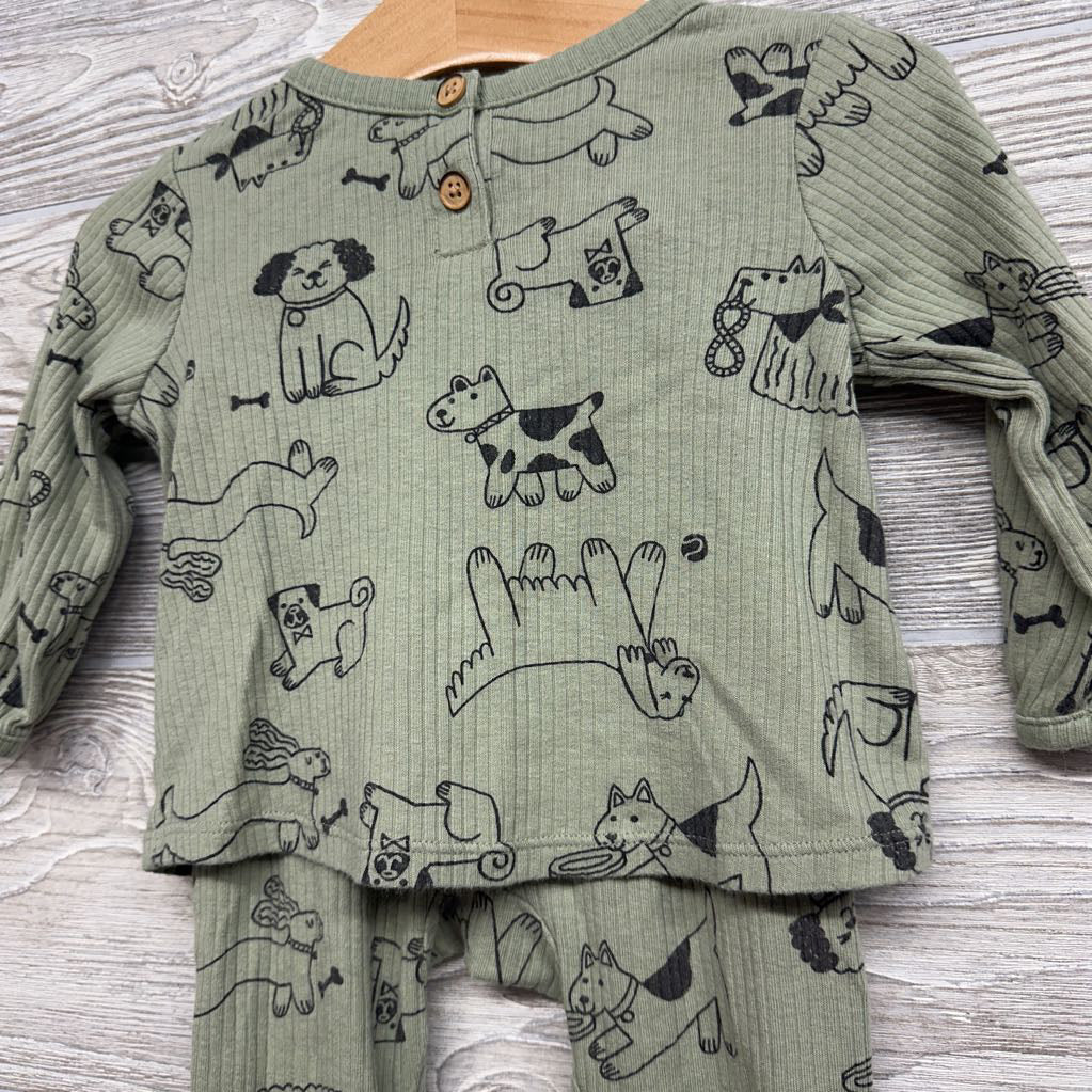 LS Ribbed Henley Shirt & Pants Dogs Bones 3-6M