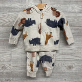 Full Zip Hoodie & French Terry Joggers Lions Giraffe 9M
