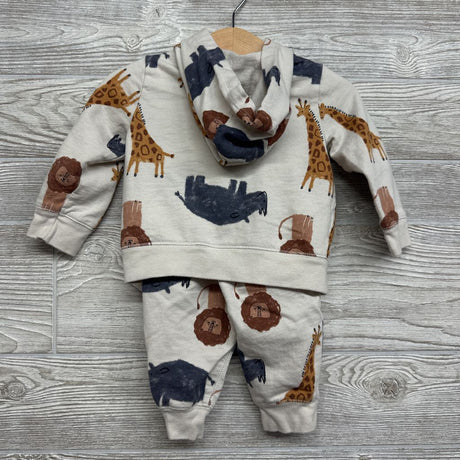 Full Zip Hoodie & French Terry Joggers Lions Giraffe 9M