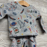 LS Waffle Knit Bodysuit & Pants Dinosaurs Skateboards 6-9M