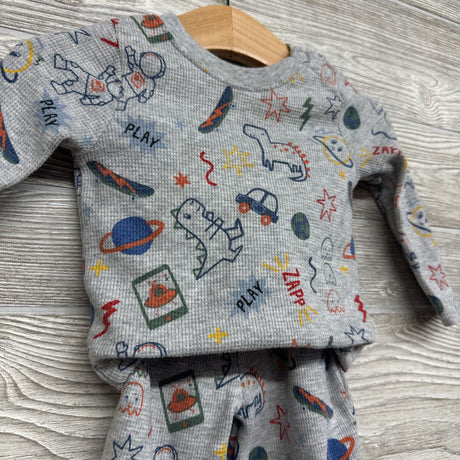 LS Waffle Knit Bodysuit & Pants Dinosaurs Skateboards 6-9M
