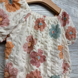 Pointelle Puff Sleeve Shirt & Shorts Flowers 4T