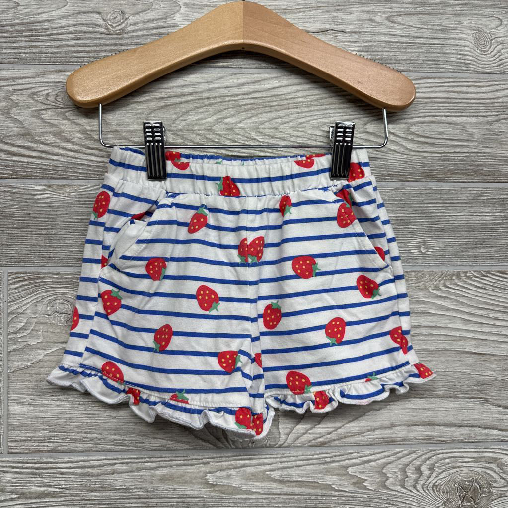Ruffle Trim Jersey Shorts Stripes Strawberries 3T