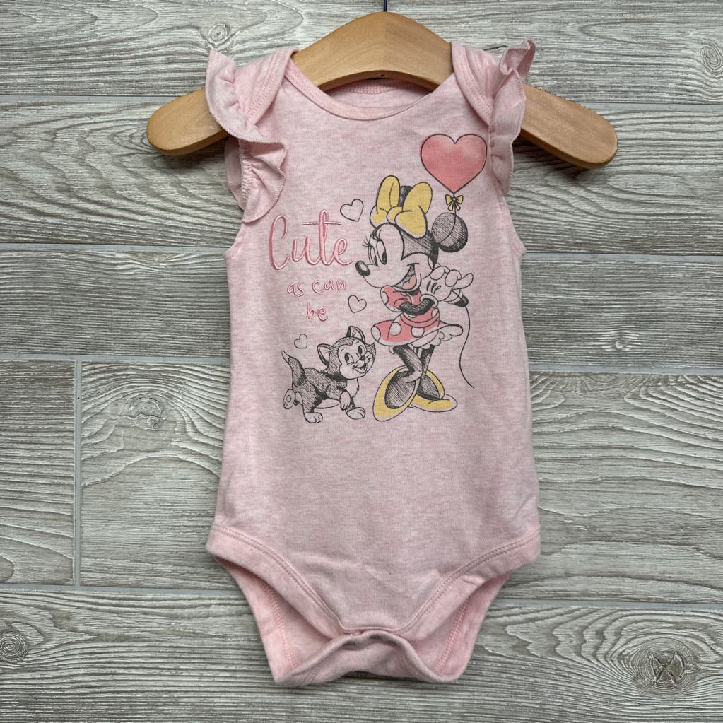 2 Pk Flutter Sleeve Bodysuits Minnie Mouse Dots 12M