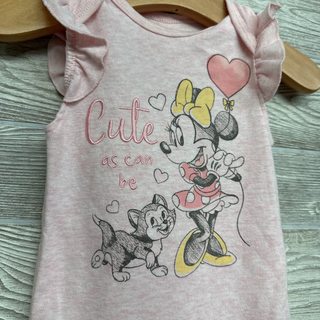 2 Pk Flutter Sleeve Bodysuits Minnie Mouse Dots 12M