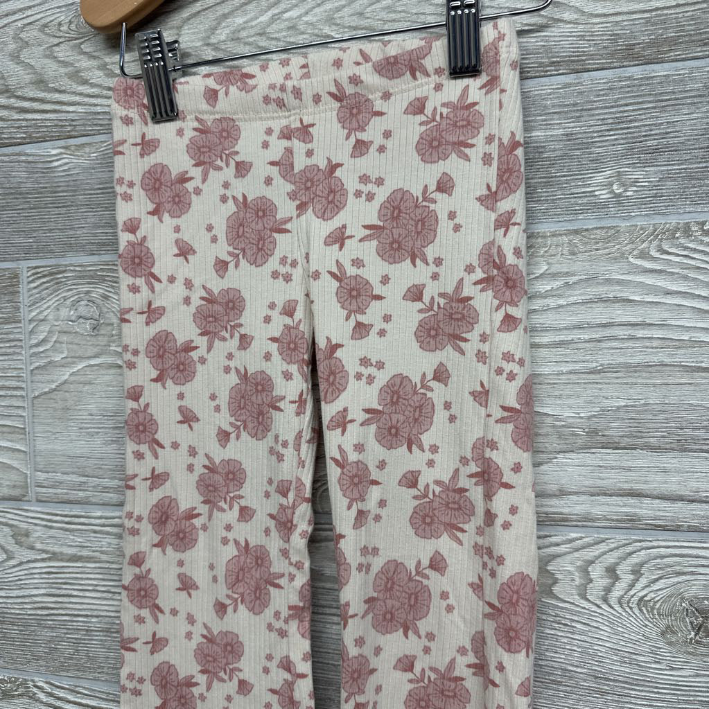 Ribbed Flare Pants Flowers 4T