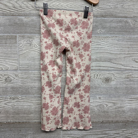 Ribbed Flare Pants Flowers 4T