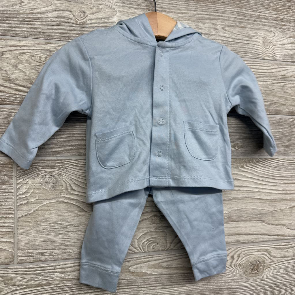 LS Snap Up Shirt W/ Hood & Pants 0-3M