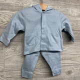 LS Snap Up Shirt W/ Hood & Pants 0-3M