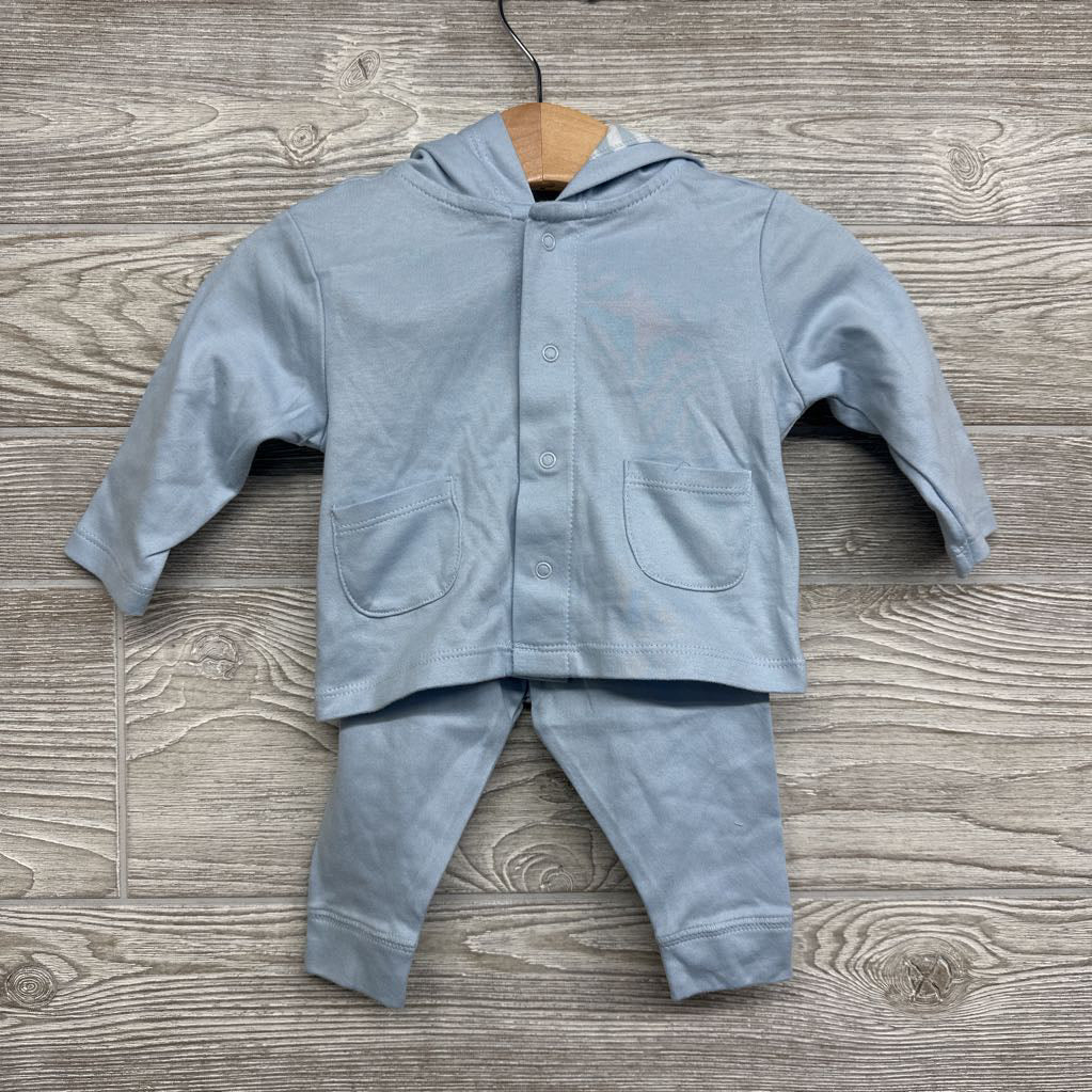 LS Snap Up Shirt W/ Hood & Pants 0-3M