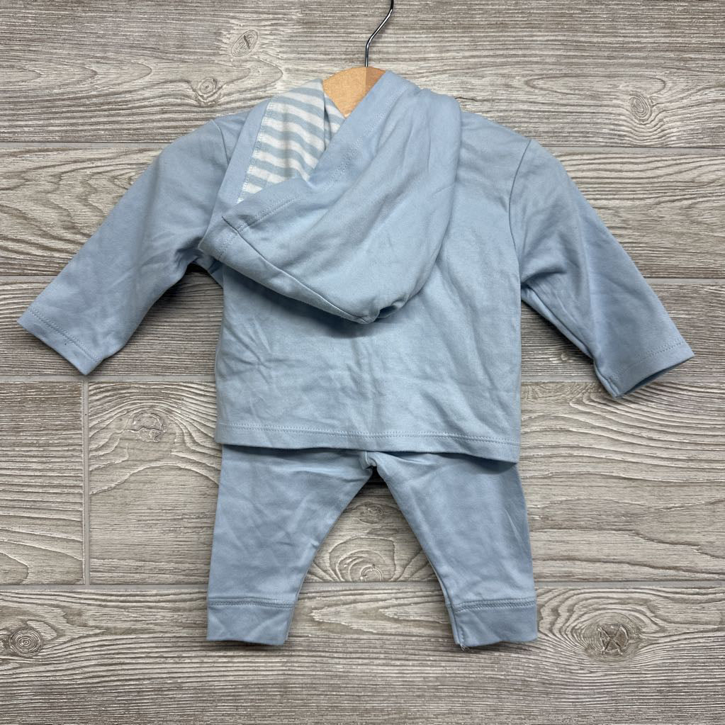 LS Snap Up Shirt W/ Hood & Pants 0-3M