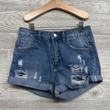 Distressed Denim Shorts Cuffed 12-13
