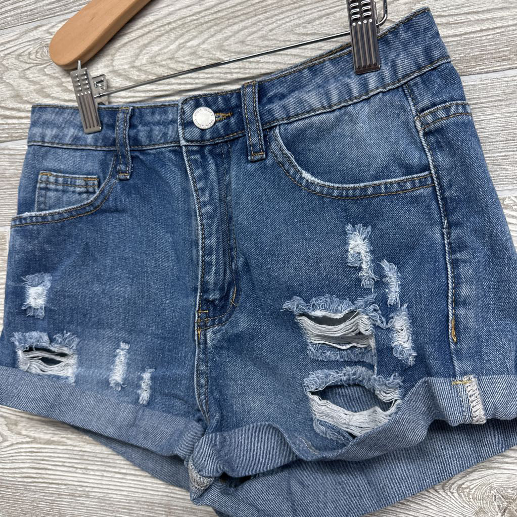 Distressed Denim Shorts Cuffed 12-13