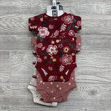 NEW 3 Pk LS Bodysuits Flowers Stripes NB