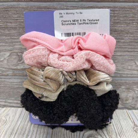 NEW 5 Pk Textured Scrunchies