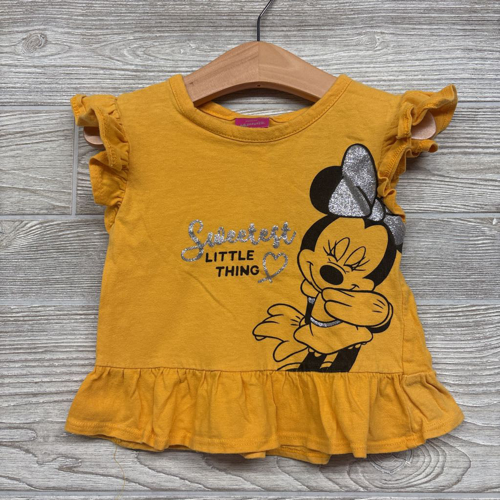 Ruffle Sleeve Peplum Shirt Minnie Mouse Sweetest Little Thing 2t