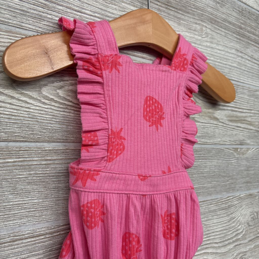 Ribbed Bib Romper Strawberries 0-3m
