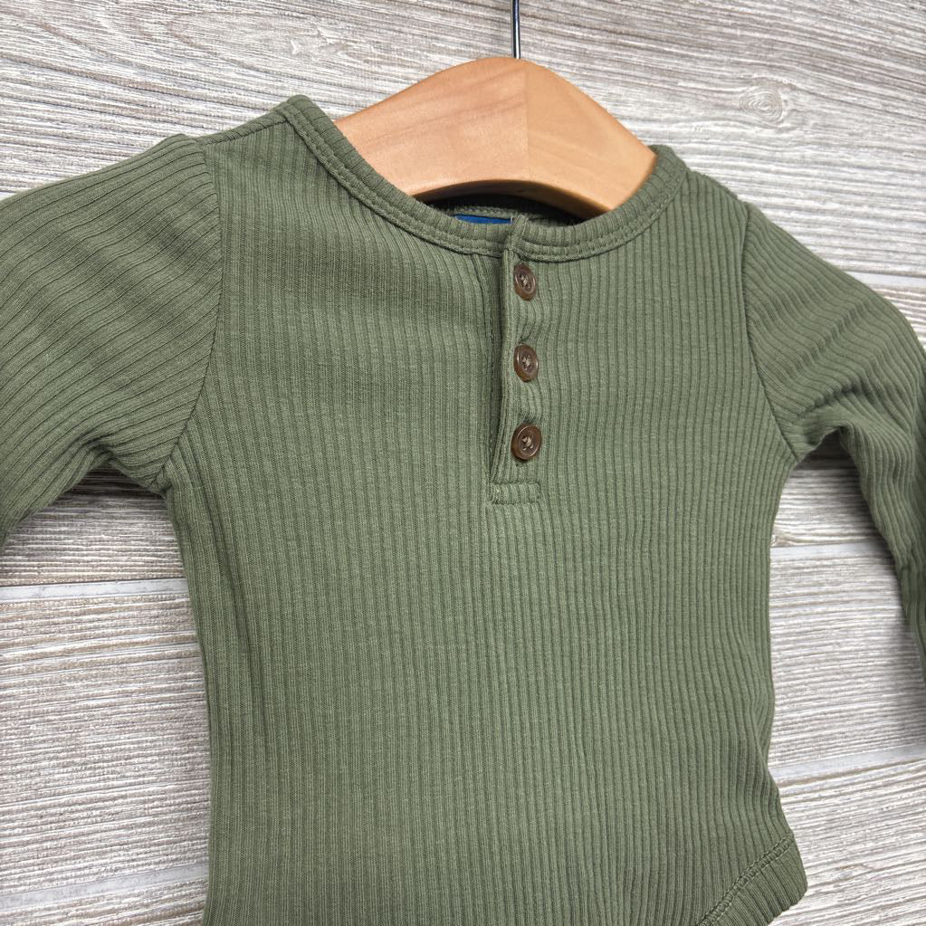 LS Henley Bodysuit Ribbed 0-3M