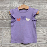 Ribbed Shirt Flutter Sleeve Heart & Butterfly 2t