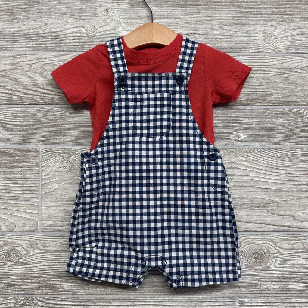 Gingham Shortalls & Shirt 12M