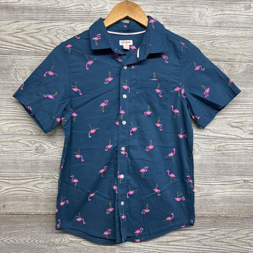 Button Up SS Shirt Flamingos 12
