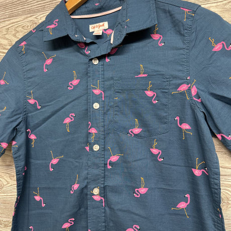 Button Up SS Shirt Flamingos 12