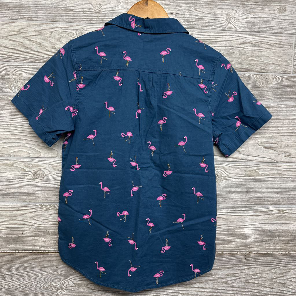 Button Up SS Shirt Flamingos 12