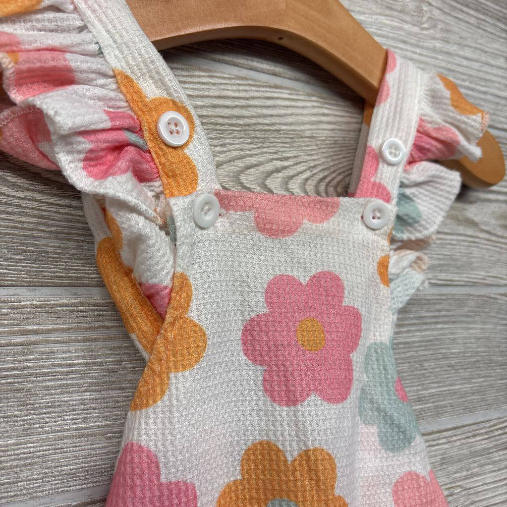Waffle Knit Romper Flowers 0-3M