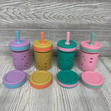 4 Pk Glass Tumbler Cups W/ Silicone Sleeves