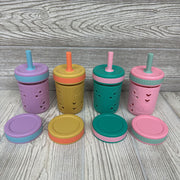4 Pk Glass Tumbler Cups W/ Silicone Sleeves