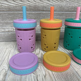 4 Pk Glass Tumbler Cups W/ Silicone Sleeves