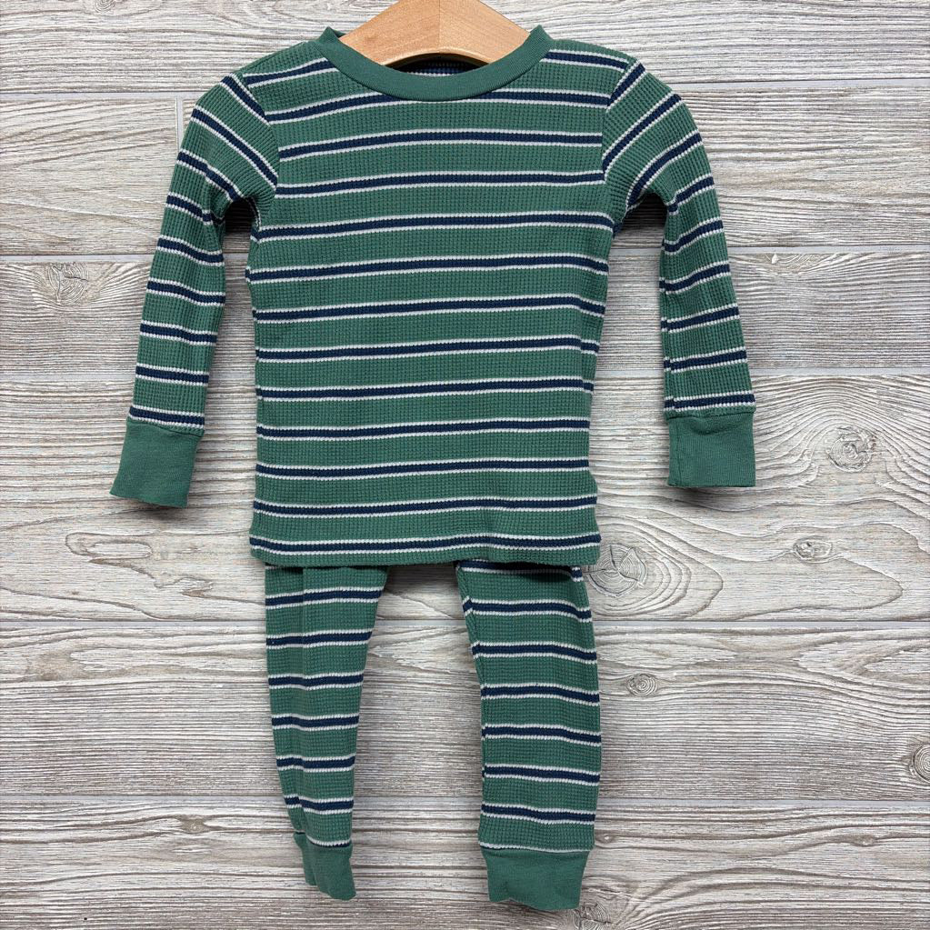 2 Pc LS Waffle Knit PJs Stripes 18M