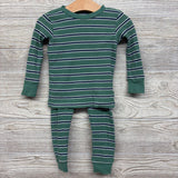 2 Pc LS Waffle Knit PJs Stripes 18M