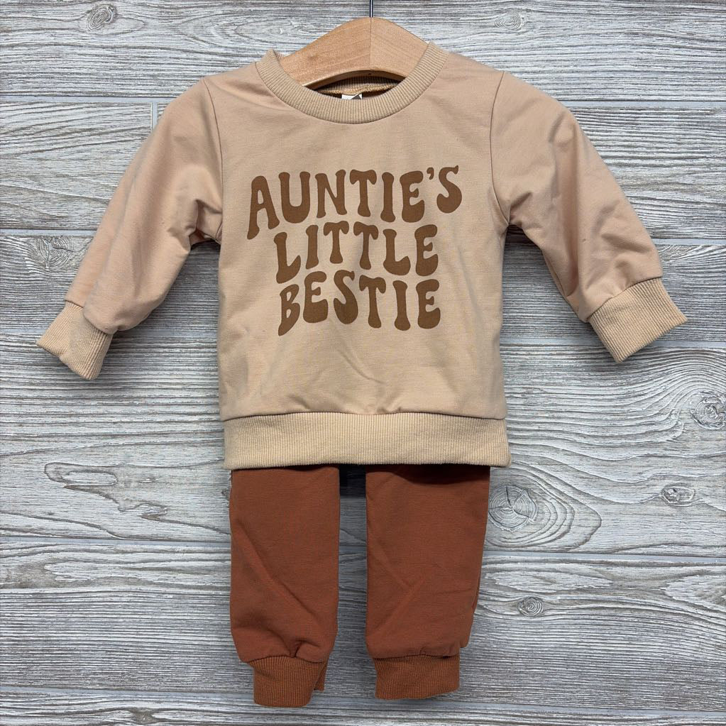 Crewneck Auntie's Little Bestie & Harem Joggers 3-6M