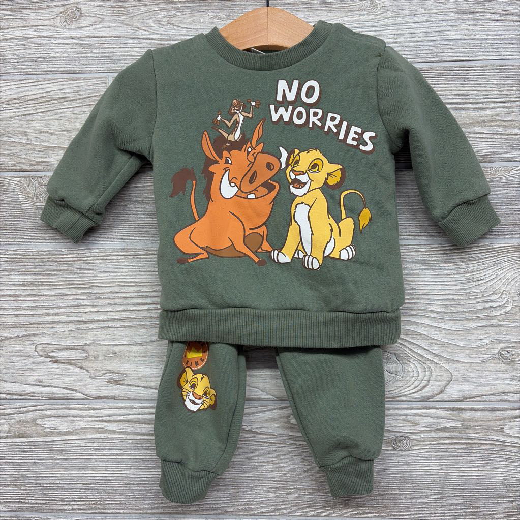 Crewneck No Worries Simba & Jogger Sweatpants 3-6M