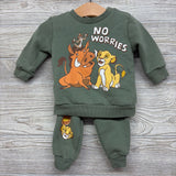 Crewneck No Worries Simba & Jogger Sweatpants 3-6M