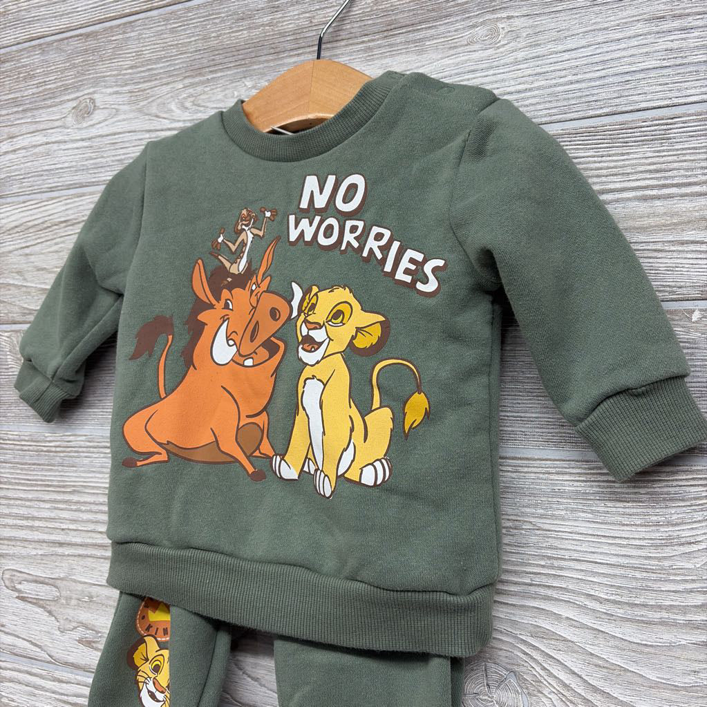 Crewneck No Worries Simba & Jogger Sweatpants 3-6M