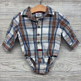 LS Plaid Button Up Bodysuit & Pull On Joggers 6M