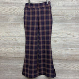 Plaid Flare Pants Slit Hem 8