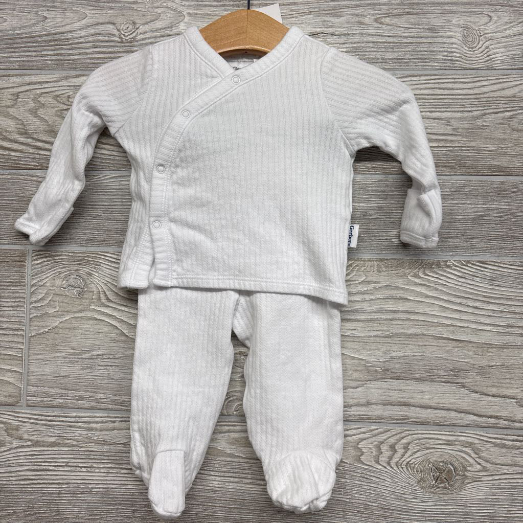 LS Pointelle Side Snap Shirt & Footed Pants 0-3M