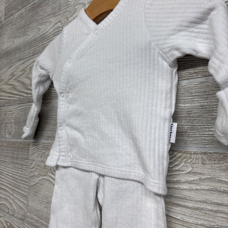 LS Pointelle Side Snap Shirt & Footed Pants 0-3M