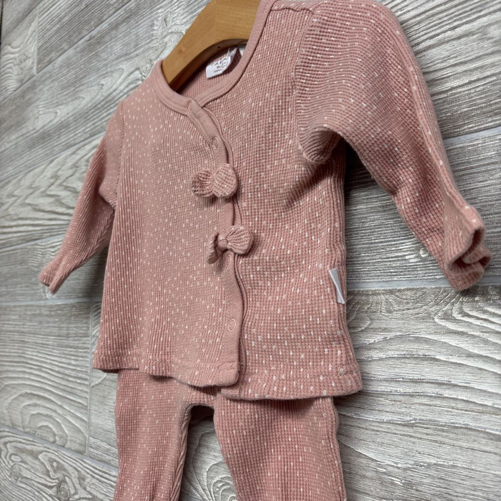 LS Waffle Knit Side Snap Shirt & Pants Dots 6-9M