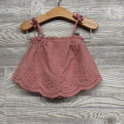 Gauze Bow Strap Eyelet Tank Top & Shorts 2T