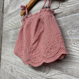 Gauze Bow Strap Eyelet Tank Top & Shorts 2T