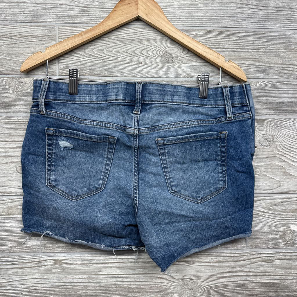 Side Panel Distressed Denim Midi Shorts 8/Medium